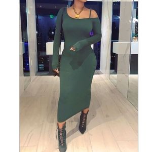 Long Sleeve Off Shoulder Midi Dress